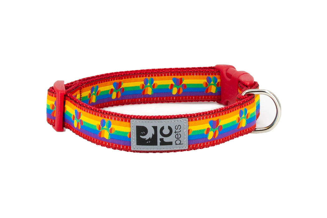 RC Clip Collar Sml 3/4" Rainbow Paws