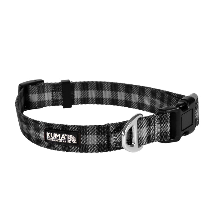 KM Lazy Bear Dog Collar Med Grey/Black