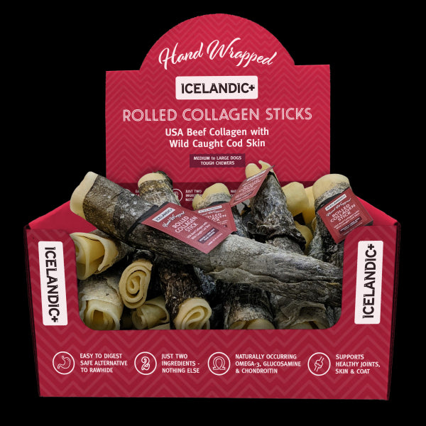 Icelandic Dog Rolled Collagen Stks 8"