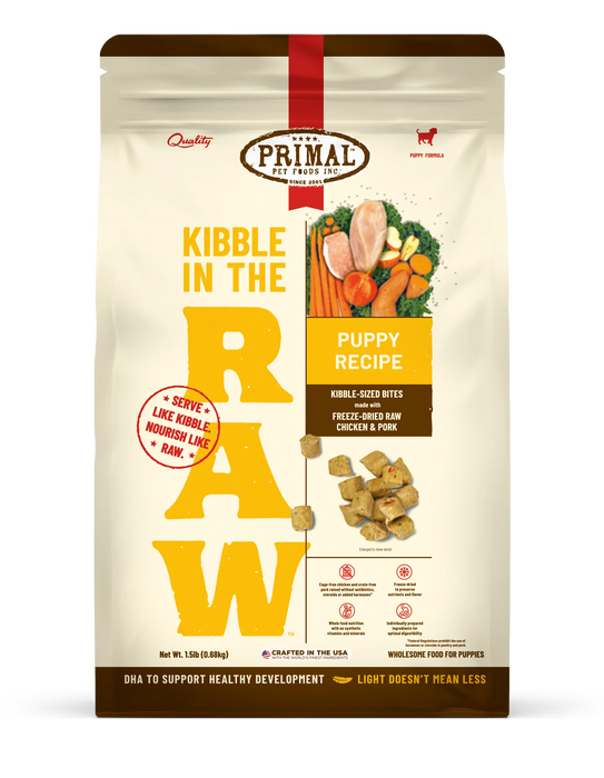 Primal Dog Kibble in the Raw Puppy 1.5 lb