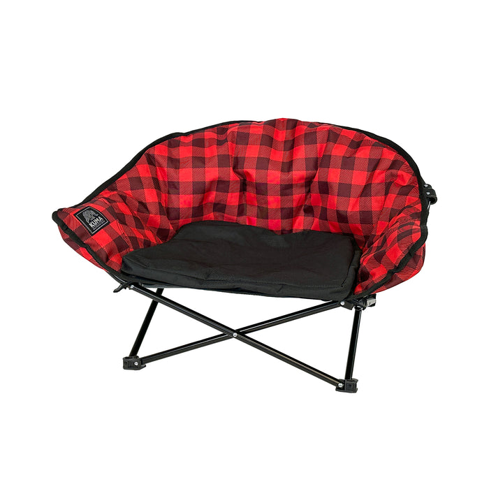 Kuma Little Lazy Bear Dog Bed Red Plaid