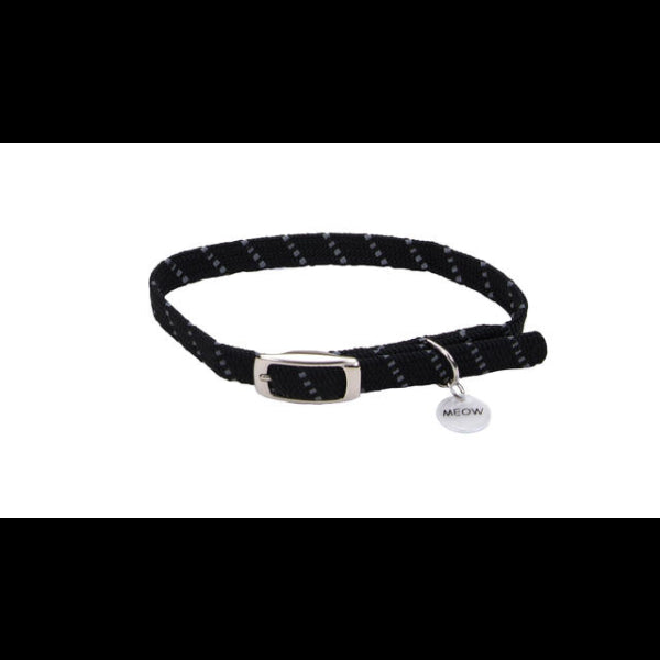 ElastaCat Refl Safety Stretch Collar Black 10"