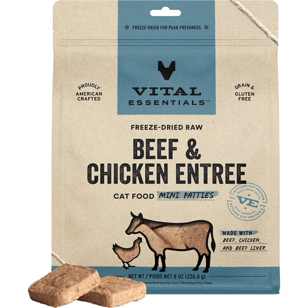VE Cat FD Raw Beef/Chicken Mini Patties 8oz