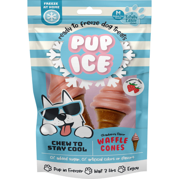 Pup Ice Waffle Cone Strawberry 2pk