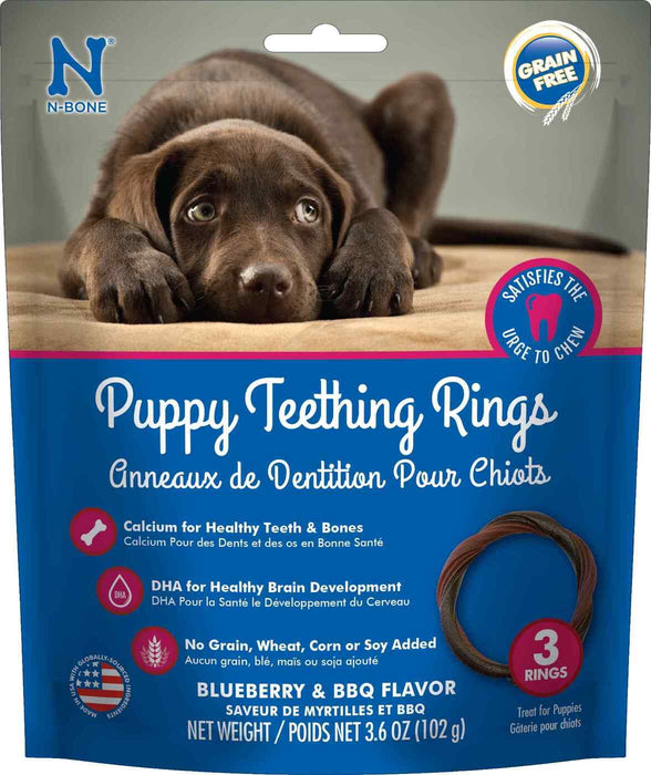 N-Bone Puppy GF Teething Ring Blueberry/ BBQ 3pk