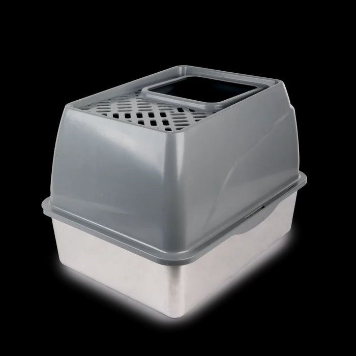 AFP SS Enclosed No Mess Litter Box Grey