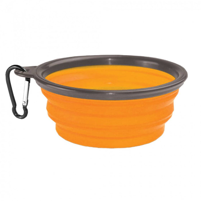 KM Collapsible Silicone Bowl (1L) Orange/Grey