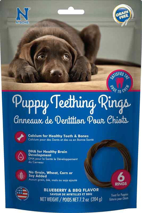 N-Bone Puppy Teething Ring GF Blueberry/BBQ 6pk
