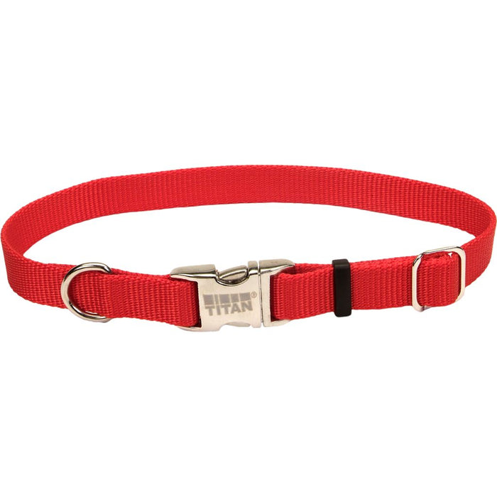 Titan Nylon Collar Metal Buckle Red Small
