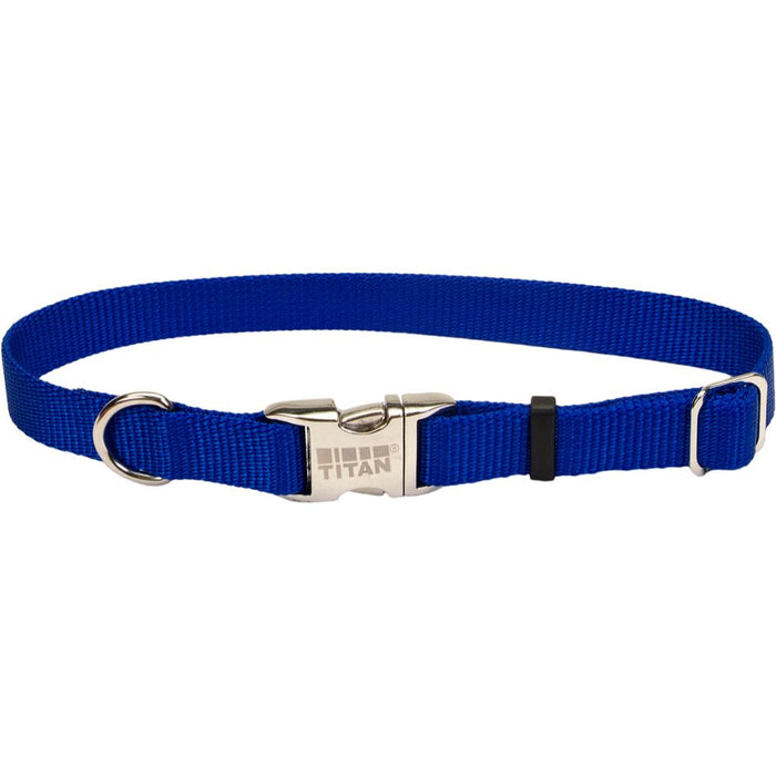 Titan Nylon Collar Metal Buckle Blue Medium