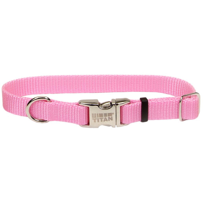 Titan Nylon Collar Metal Buckle Pink Large