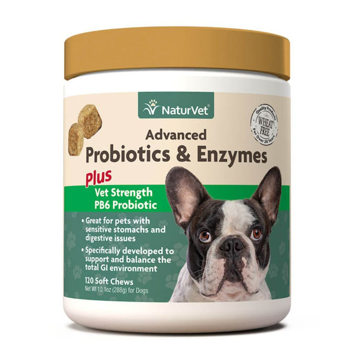 NaturVet Advanced Probiotics & Enzymes Soft Chew 120 ct