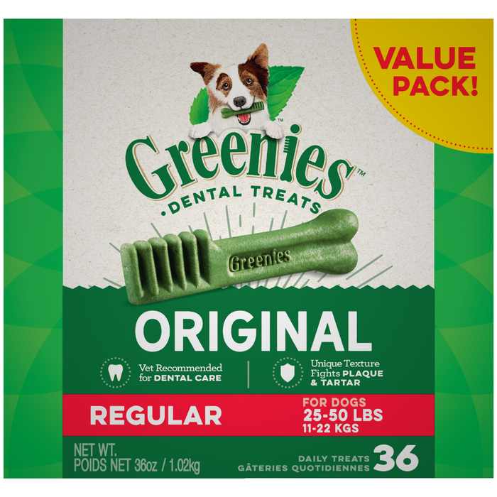 Greenies Dental Treat Value Tub, Regular 36oz, 36