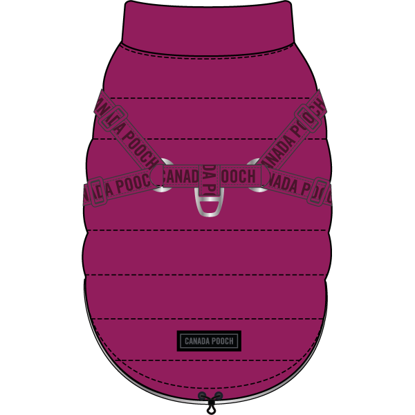 Canada Pooch The Harness Puffer Plum Size 14