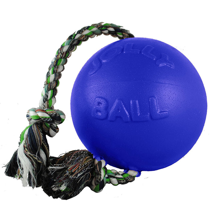 Jolly Romp N Roll Ball With Rope Blue 6"
