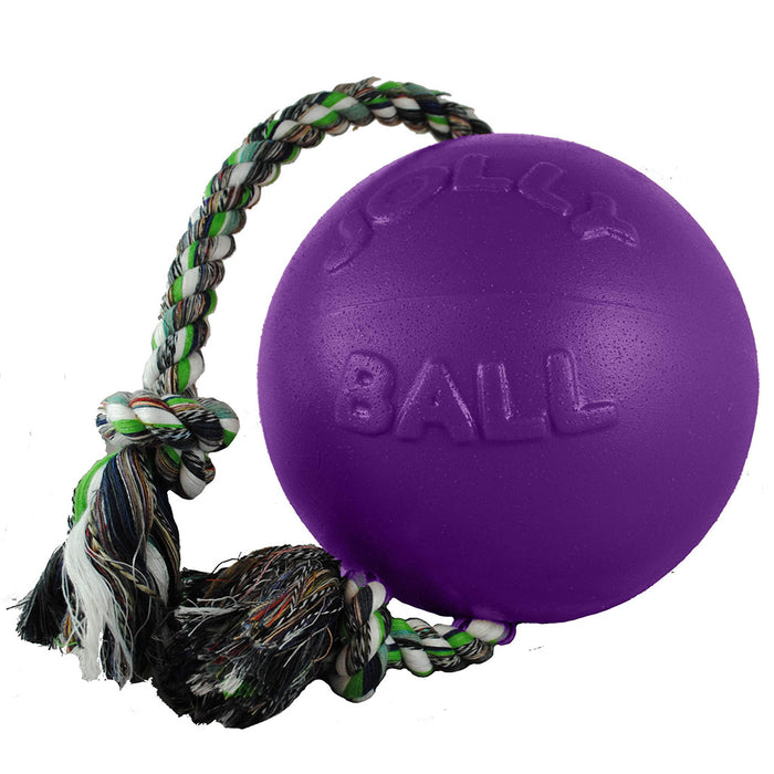 Jolly Romp N Roll Ball With Rope Purple 6"