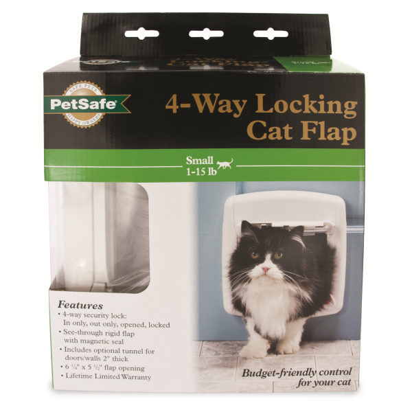 Cat Flap 4 Way White Locking White