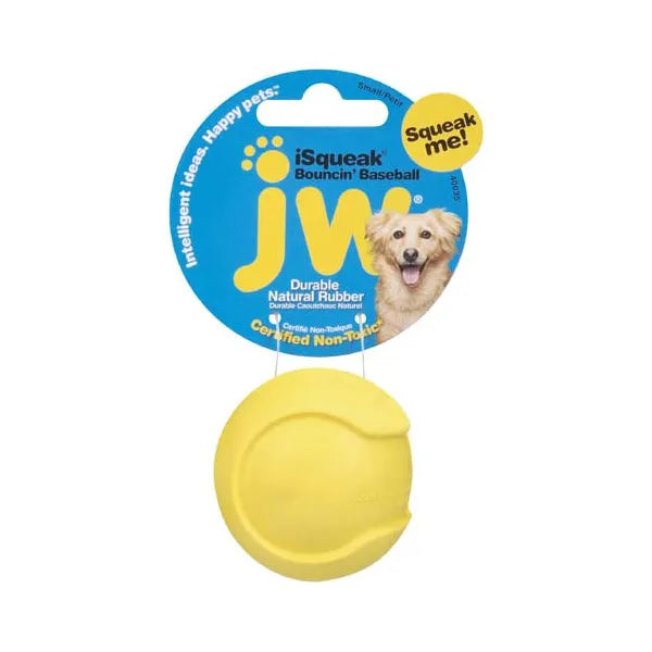 JW iSqueak Bouncing Baseball Small Natural Rubber Toy