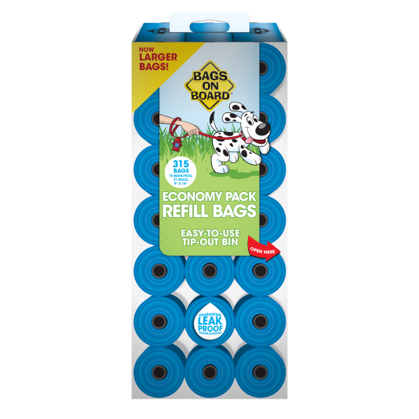 BOB Poop Bag Refills Economy | 21 Rolls 315 Bags