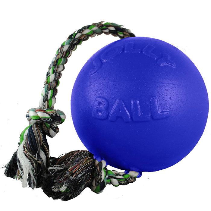 Jolly Romp N Roll Ball With Rope Blue 4.5"