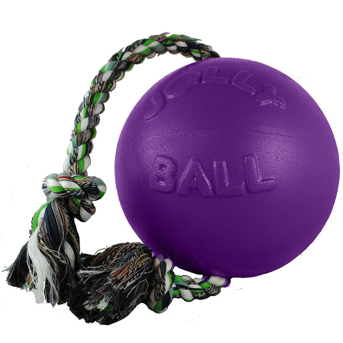 Jolly Romp N Roll Ball With Rope Purple 4.5"