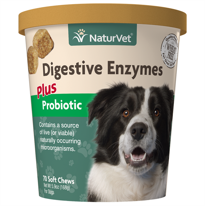 NaturVet Digestive Enzymes & Probiotics Soft Chew 70 ct