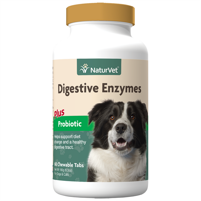 NaturVet Digestive Enzymes with Prebiotic & Probiotics 60 ct