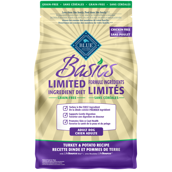 Blue Basics LID GF Dog Adult Turkey & Potato 4lbs