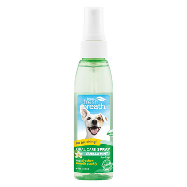 TropiClean Fresh Breath Vanilla Mint Oral Care Spray 4oz, Dog