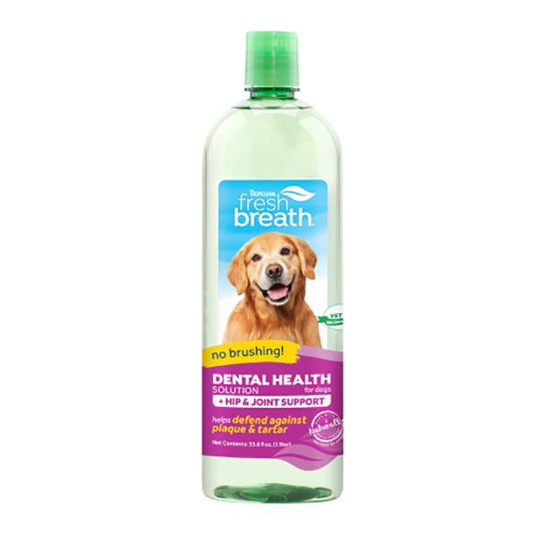 TropiClean Fresh Breath Oral Care Water Additive Plus Hip & Joint 1 L, Dog/cat