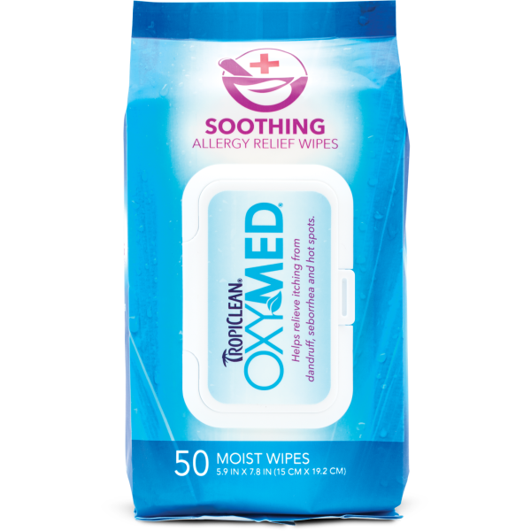 TropiClean Oxymed Soothing Relief Wipes 50ct Dog/cat