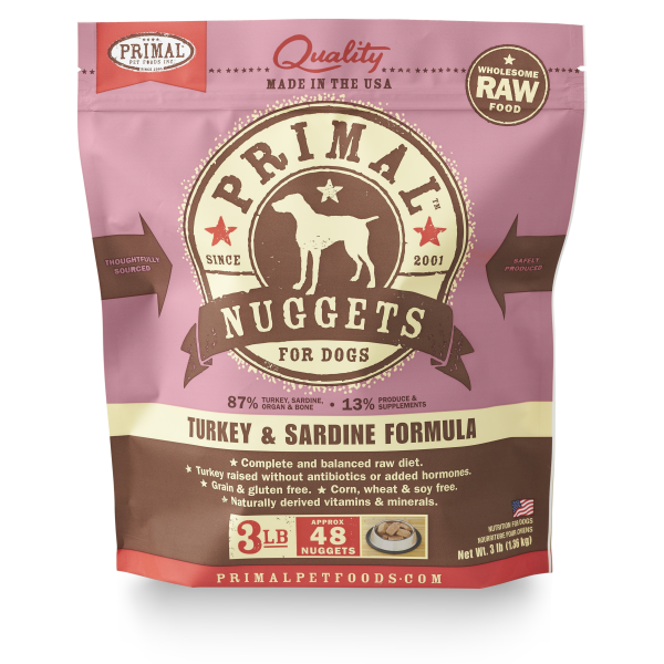Primal Dog Raw Turkey Sardine Nuggets 3 lb