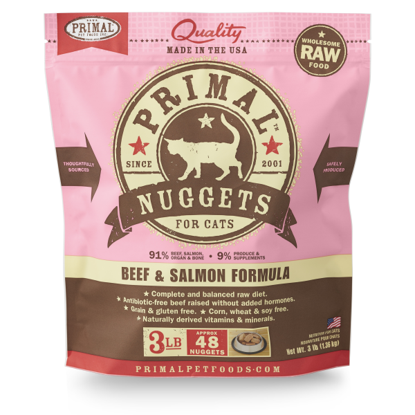 Primal Cat Raw Beef Salmon Nuggets 3 lb