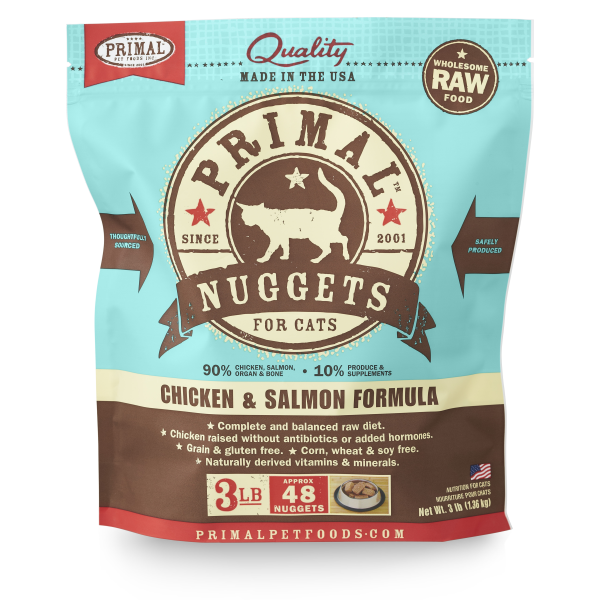 Primal Cat Raw Chkn/Slmn Nuggets 3 lb