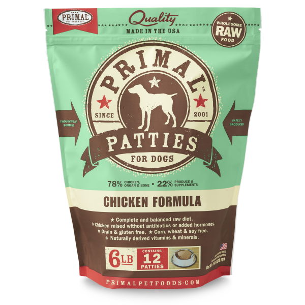 Primal Dog Raw Chicken Patties 6 lb