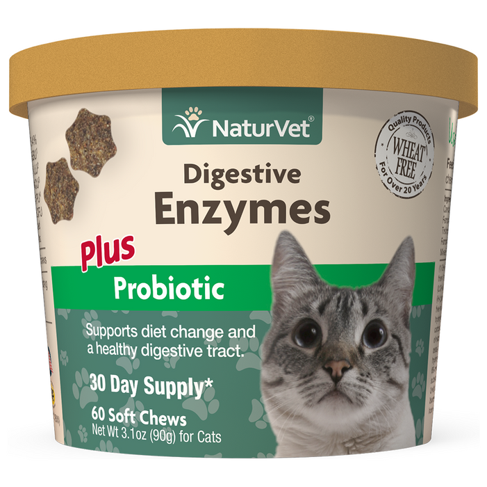 NaturVet Digestive Enzymes Plus Probiotic Cat 60 ct