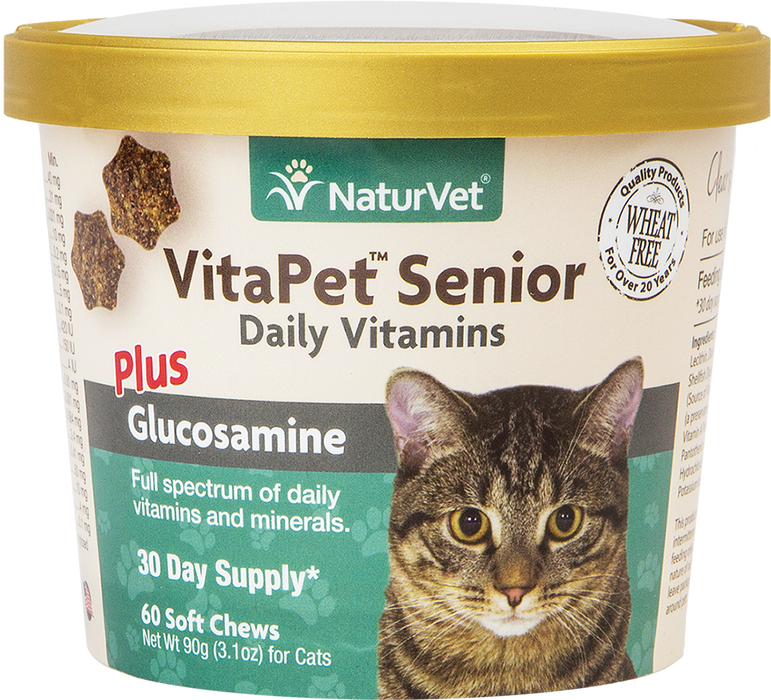 NaturVet VitaPet Senior Plus Glucosamine Cat 60 ct