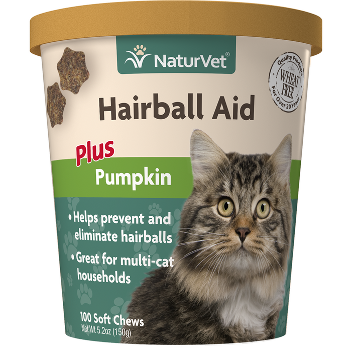 NaturVet Hairball Plus Pumpkin Cat Soft Chew 100 ct