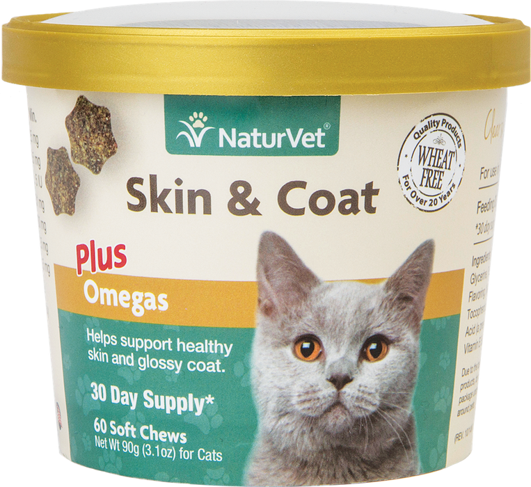 NaturVet Skin & Coat Plus Omegas Cat Soft Chew 60 ct