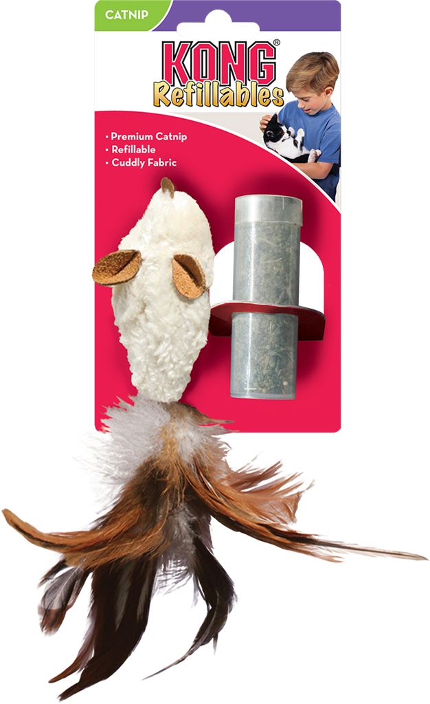 Mouse Kibble Kong Feather Mouse | Catnip Refillable — Kibbles & Biscuits