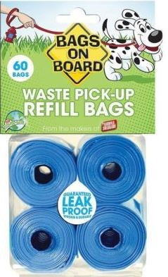 BOB Poop Bag Refills Blue | 4 Rolls 60 Bags