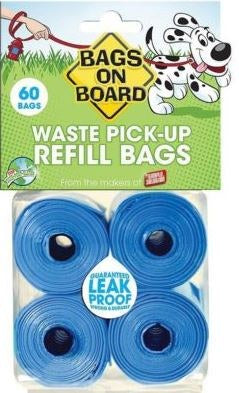 Poop Bag Refills Blue | 4 Rolls 60 Bags