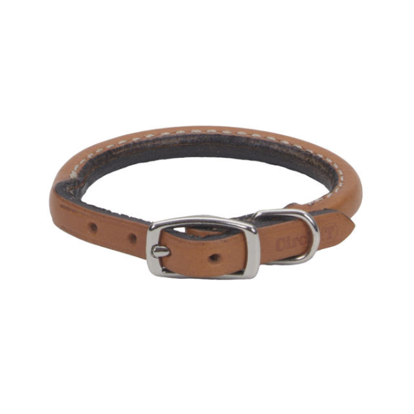 Leather Round Rolled Collar Tan 10x3/8"