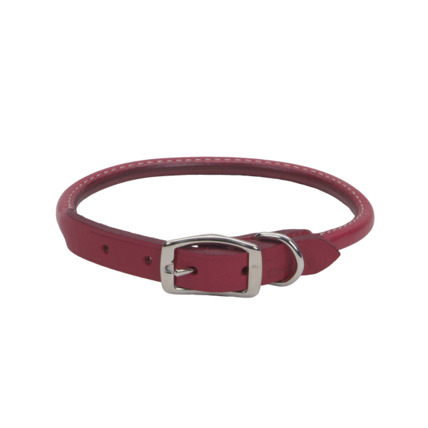Leather Round Rolled Collar Red 16x5/8"