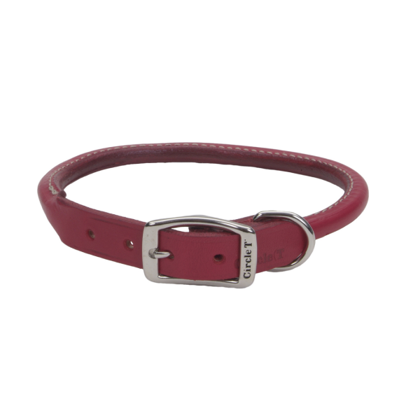 Leather Round Rolled Collar Red 20x3/4"