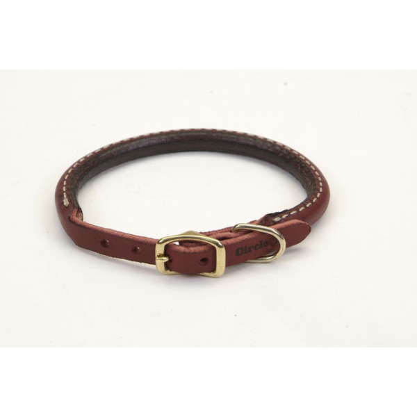 Circle T Latigo Leather Round Collar w/Brass 3/8"x14"