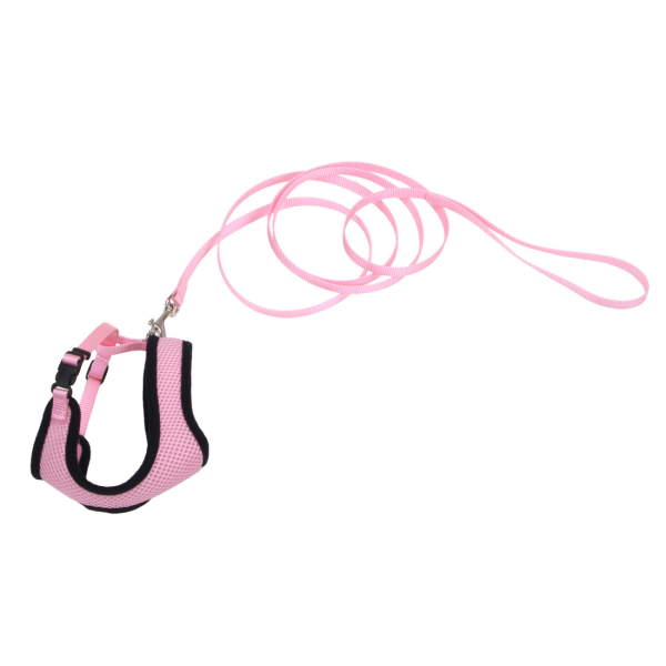Comfort Mesh Cat Harness w/ Matching Leash Pink 6'