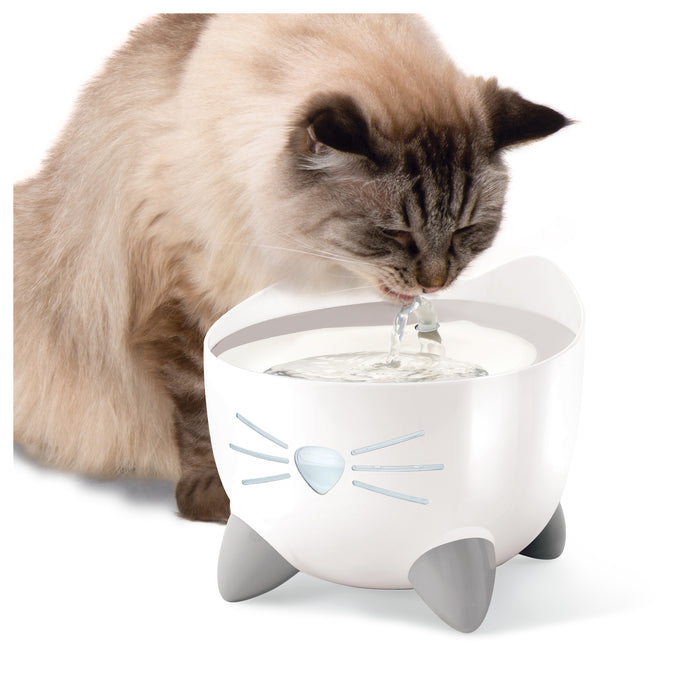 Catit Pixi Fountain, White with Stainless Steel