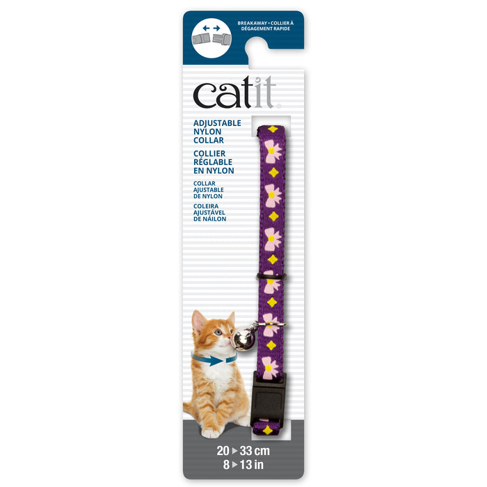Catit Adjustable Cat Breakaway Collar, Purple w/bows