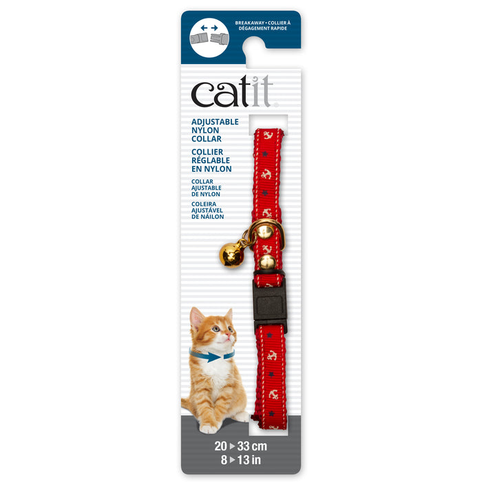 Catit Adjustable Cat Breakaway Collar Red Nautical